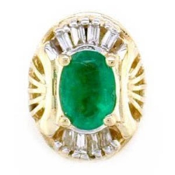 B1301 14K SLIDE WITH GENUINE EMERALD & 8 DIAMOND BAG 